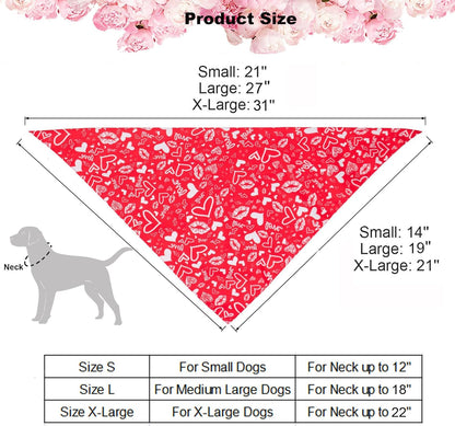 Valentine's Day Dog Bandana Reversible Triangle Dog Medium/ Large Dogs 