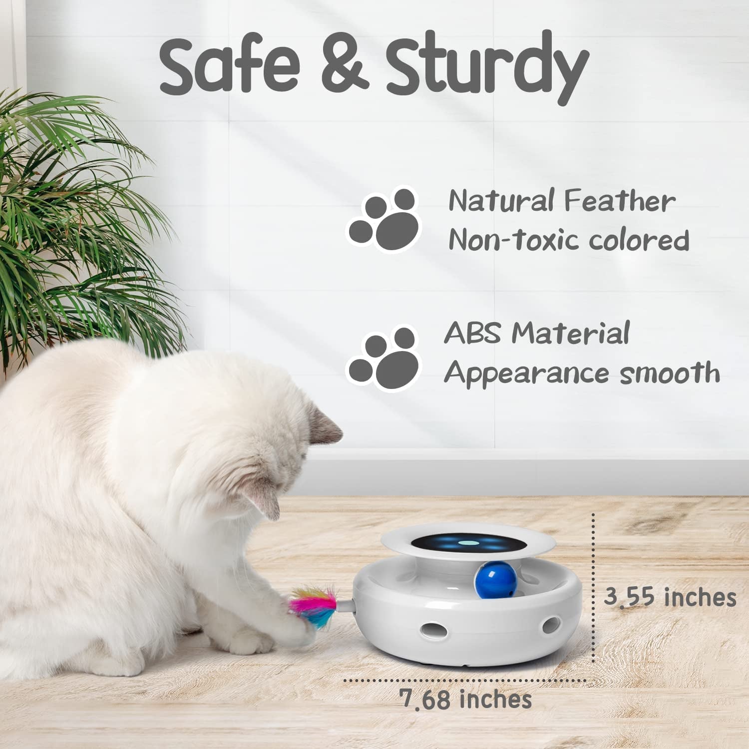 2-in-1 Interactive Ambush Electronic Cat Mice Toy for Entertainment with 6Pcs Feathers