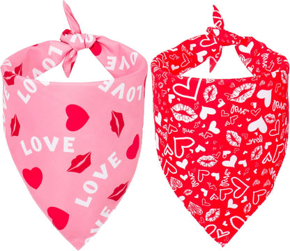 Valentine's Day Dog Bandana Reversible Triangle Dog Medium/ Large Dogs 