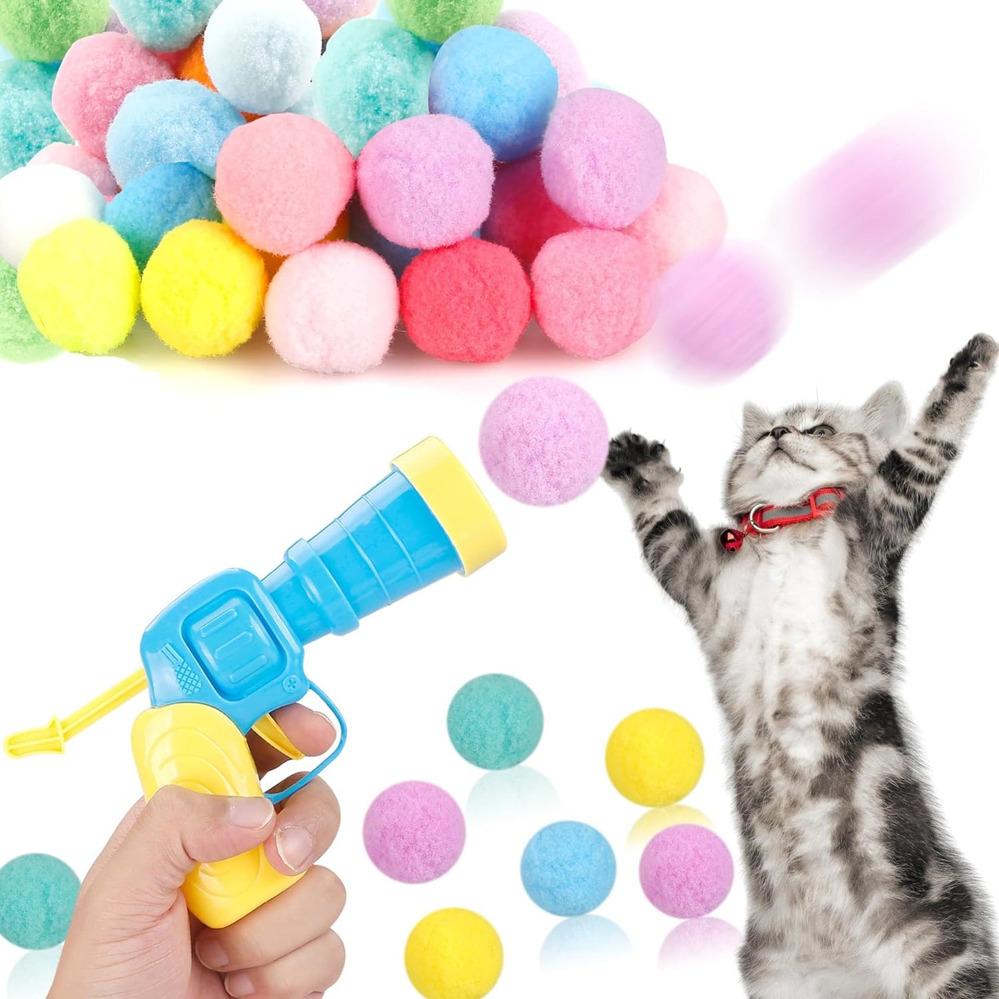 31PCS Cat Ball Launcher Toy – Interactive Fun for Your Playful Kitty! 