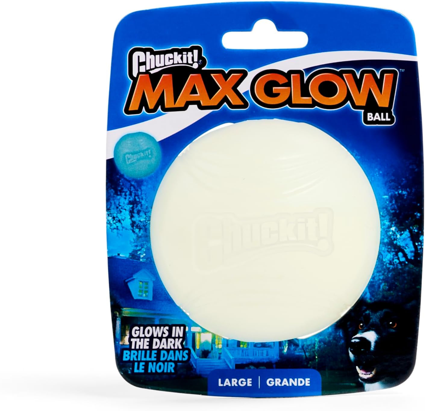 Max Glow Ball Dog Toy, Large (3 Inch Diameter) for Dogs 6-100 Lbs, Pack of 1