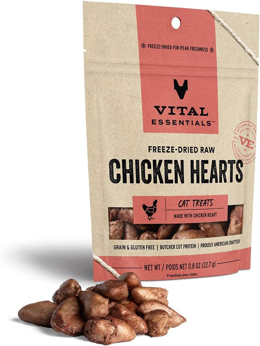 Freeze Dried Raw Single Ingredient Cat Treats, Chicken Hearts, 0.8 OZ (Pack of 6)