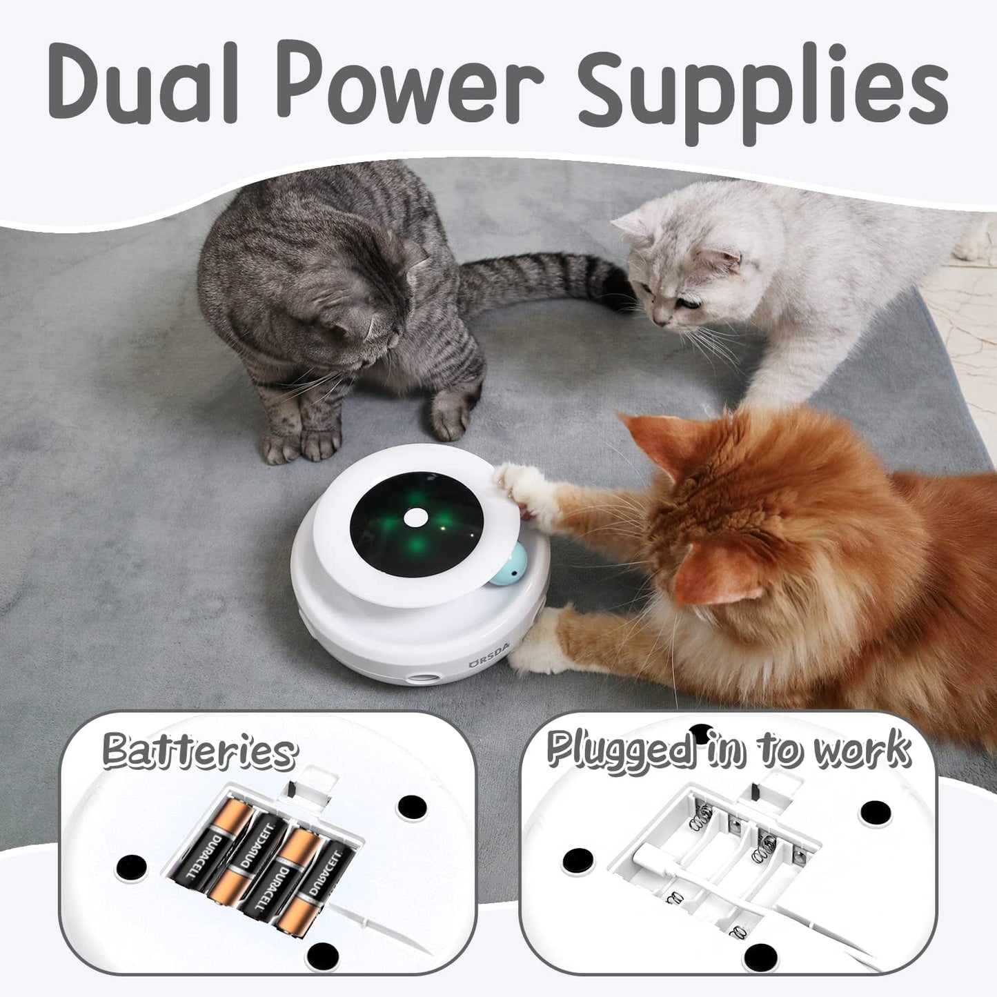 2-in-1 Interactive Ambush Electronic Cat Mice Toy for Entertainment with 6Pcs Feathers