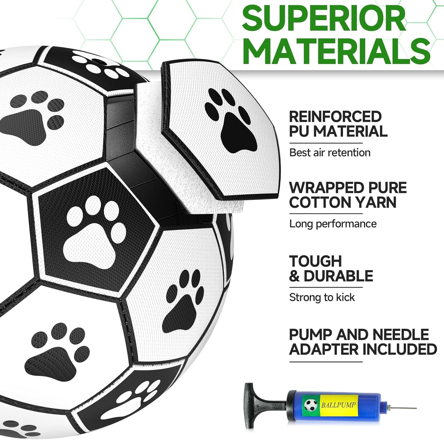 Durable 6” Dog Soccer Ball with Straps – Interactive Tug & Water Toy for Small & Medium Dogs - Perfect Puppy Birthday Gift & World Cup-Inspired Play