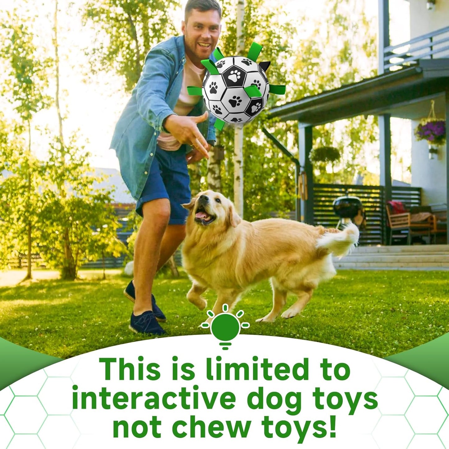 Durable 6” Dog Soccer Ball with Straps – Interactive Tug & Water Toy for Small & Medium Dogs - Perfect Puppy Birthday Gift & World Cup-Inspired Play