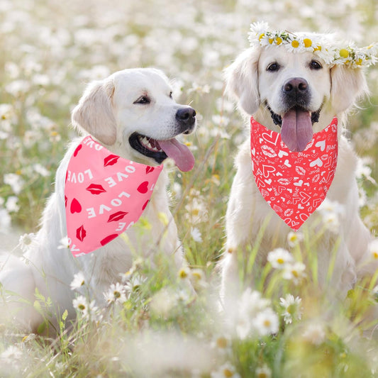 Valentine's Day Dog Bandana Reversible Triangle Dog Medium/ Large Dogs 